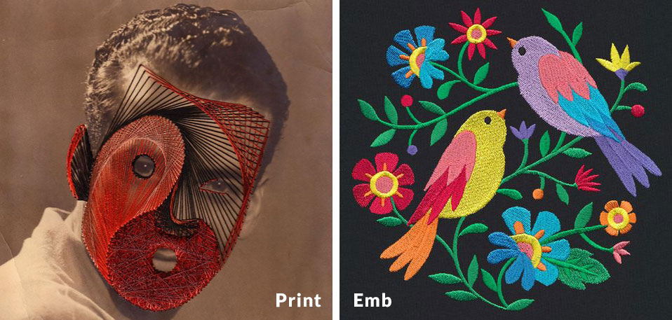 embroidery vs print example