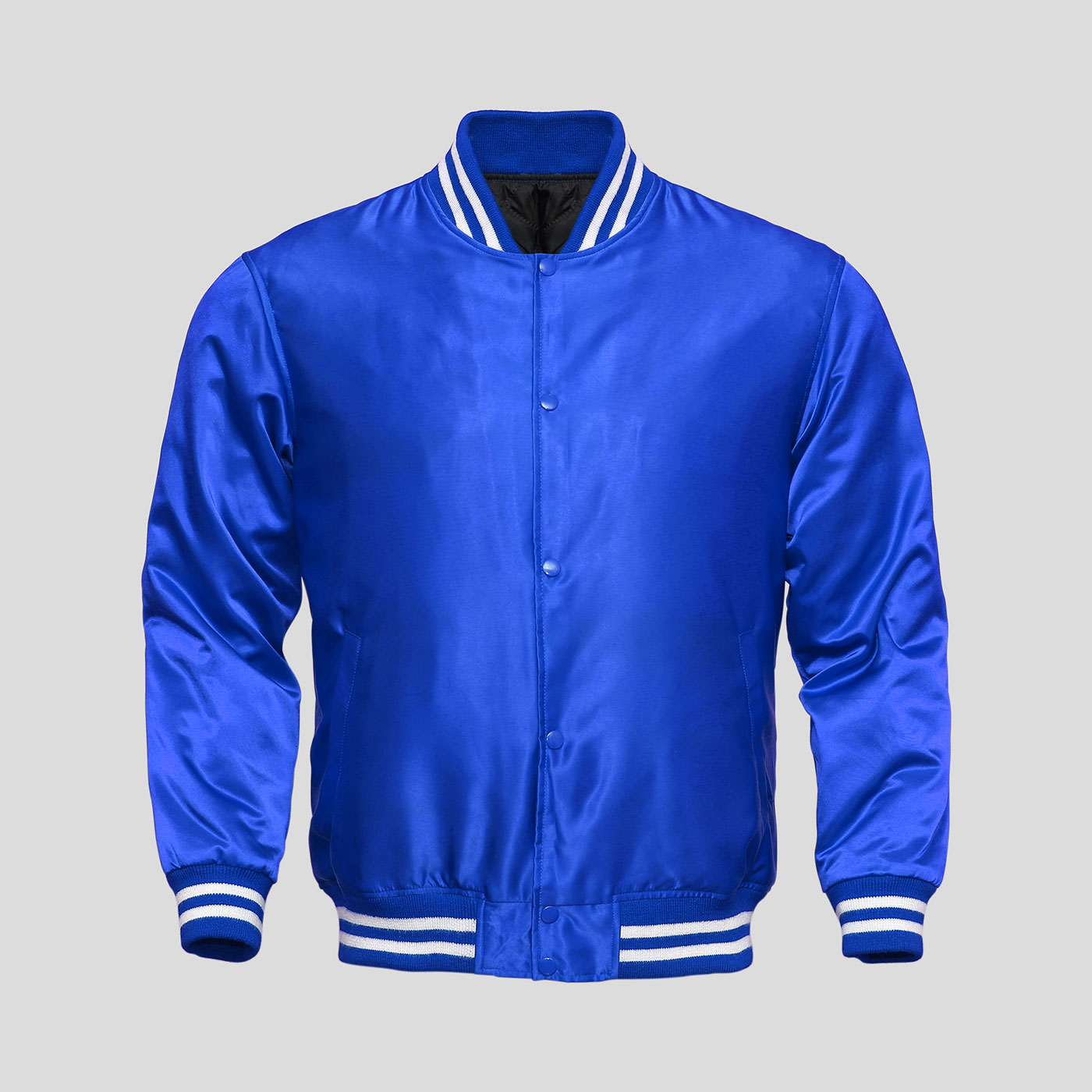 Blue Satin Baseball Jacket