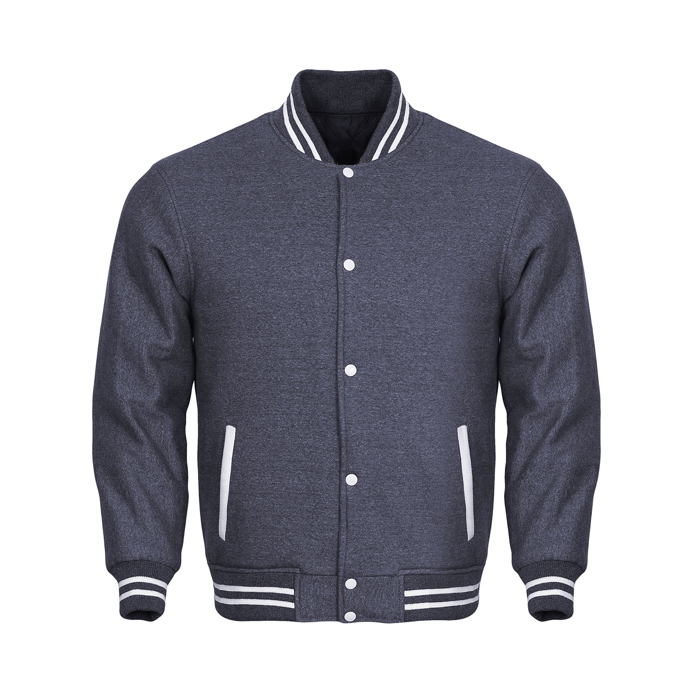 Gray Cotton Fleece Varsity Jacket