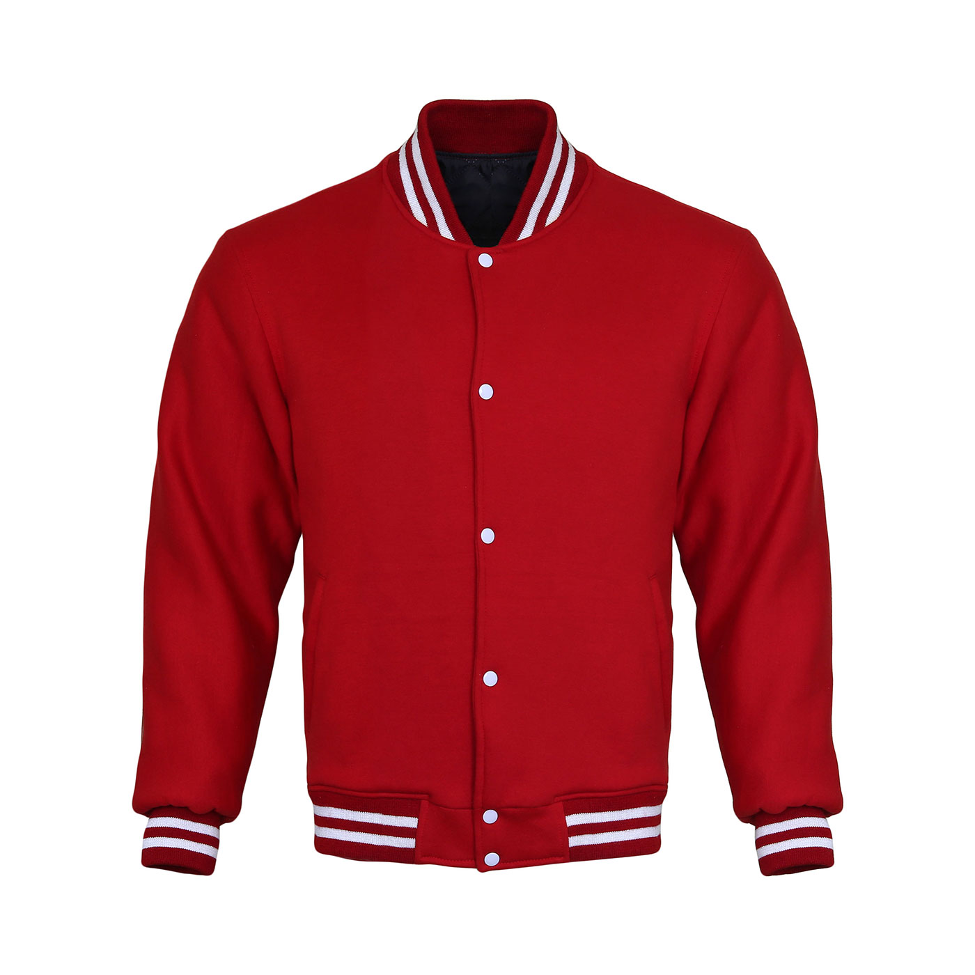 Red Cotton Fleece Varsity Jacket