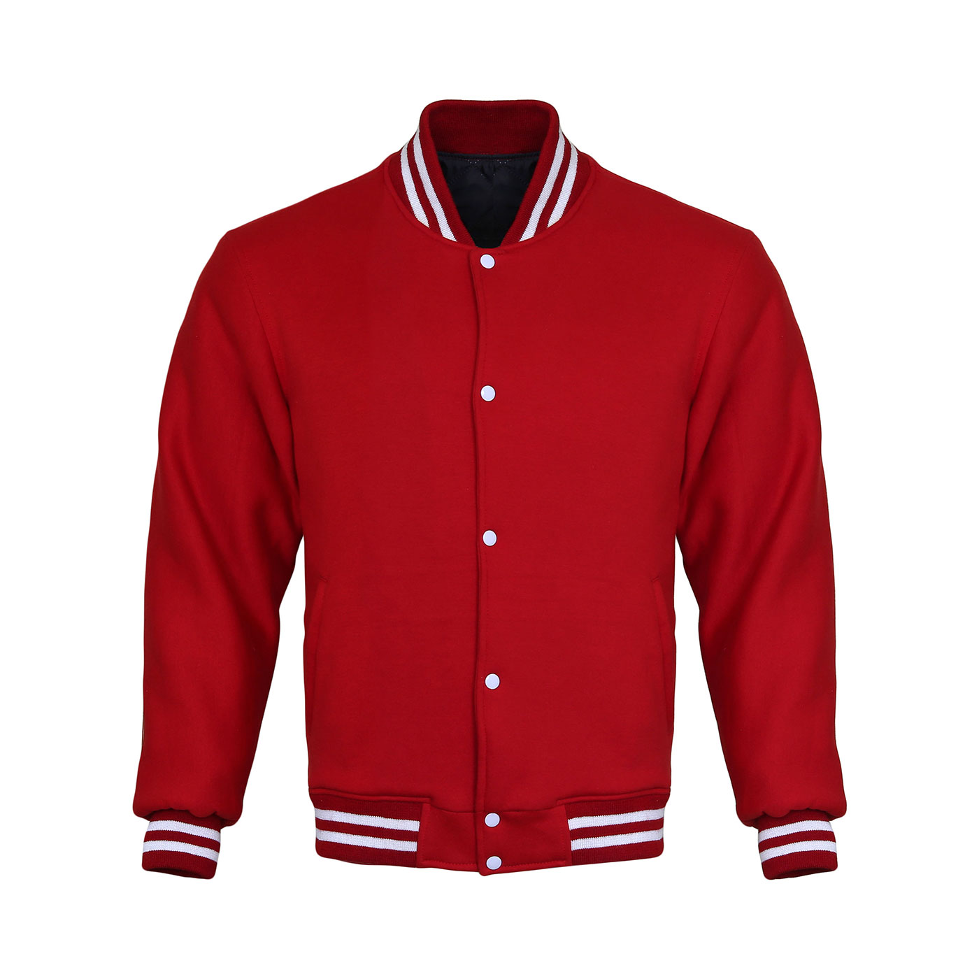Red Cotton Fleece Varsity Jacket
