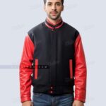 Cowhide Leather Varsity Jacket for Mens