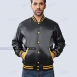 Satin Letterman Jackets in Black & Gold