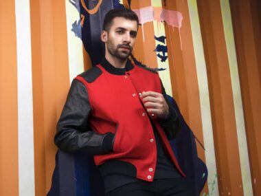 letterman jacket with leather sleeves