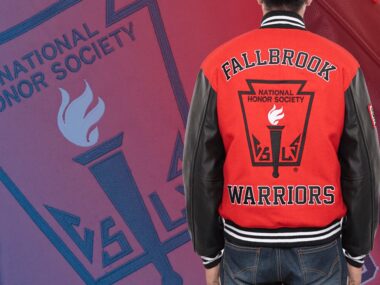 Torch patch on a letterman jacket clothoo