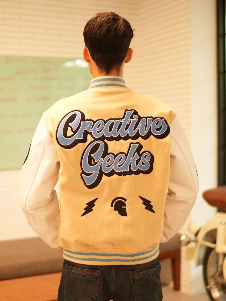 Wool & Leather varsity jacket designed by Clothoo