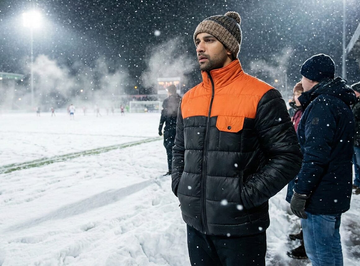 clothoo made orange and black puffer jacket