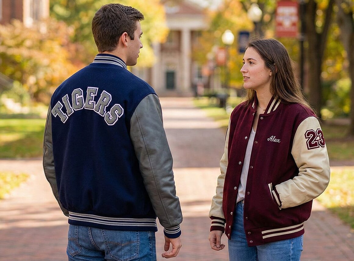 Varsity jackets with team name on back and number on sleeve