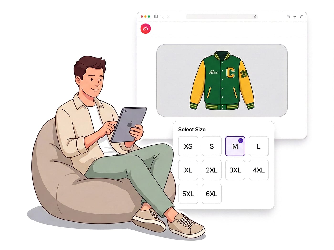 Choose the correct jacket size from unisex youth and adult sizes XS to 6XL using the Clothoo size chart
