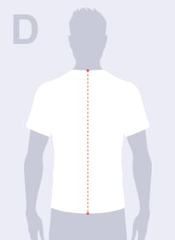 Diagram showing how to measure back length from the base of the neck down.