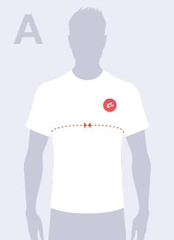 Diagram showing how to measure chest circumference around the fullest part.