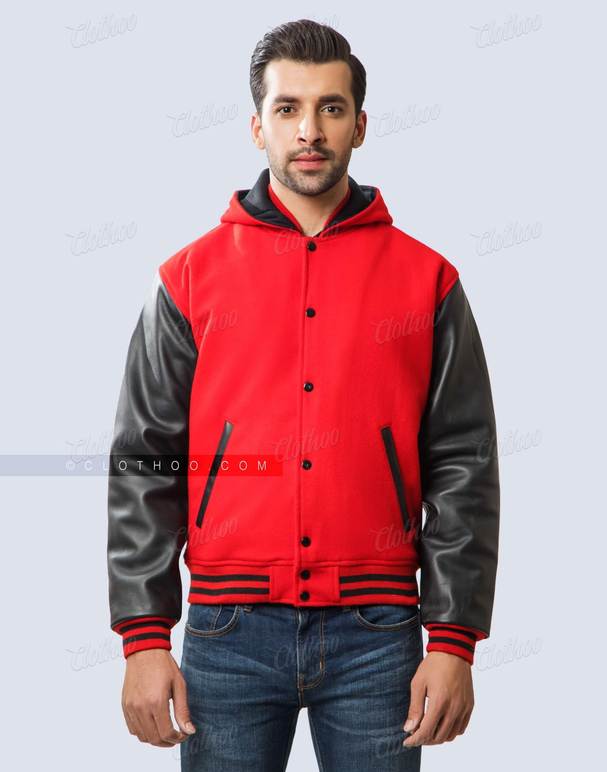 Varsity Jacket with Hood Red / Wool Clothoo