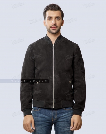 Black Suede Bomber Jacket Black Suede Bomber Jacket