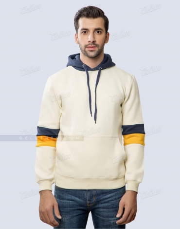 Pullover Fleece Hoodie with Sleeves Stripes Pullover Fleece Hoodie with Sleeves Stripes