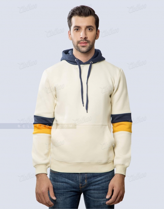 Custom Pullover Fleece Hoodie With Sleeves Stripes Front