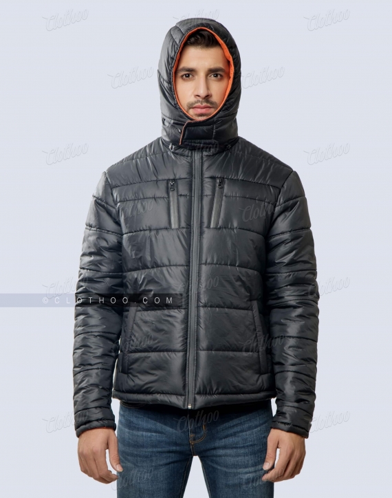 Premium Puffer Jacket With Hood Front