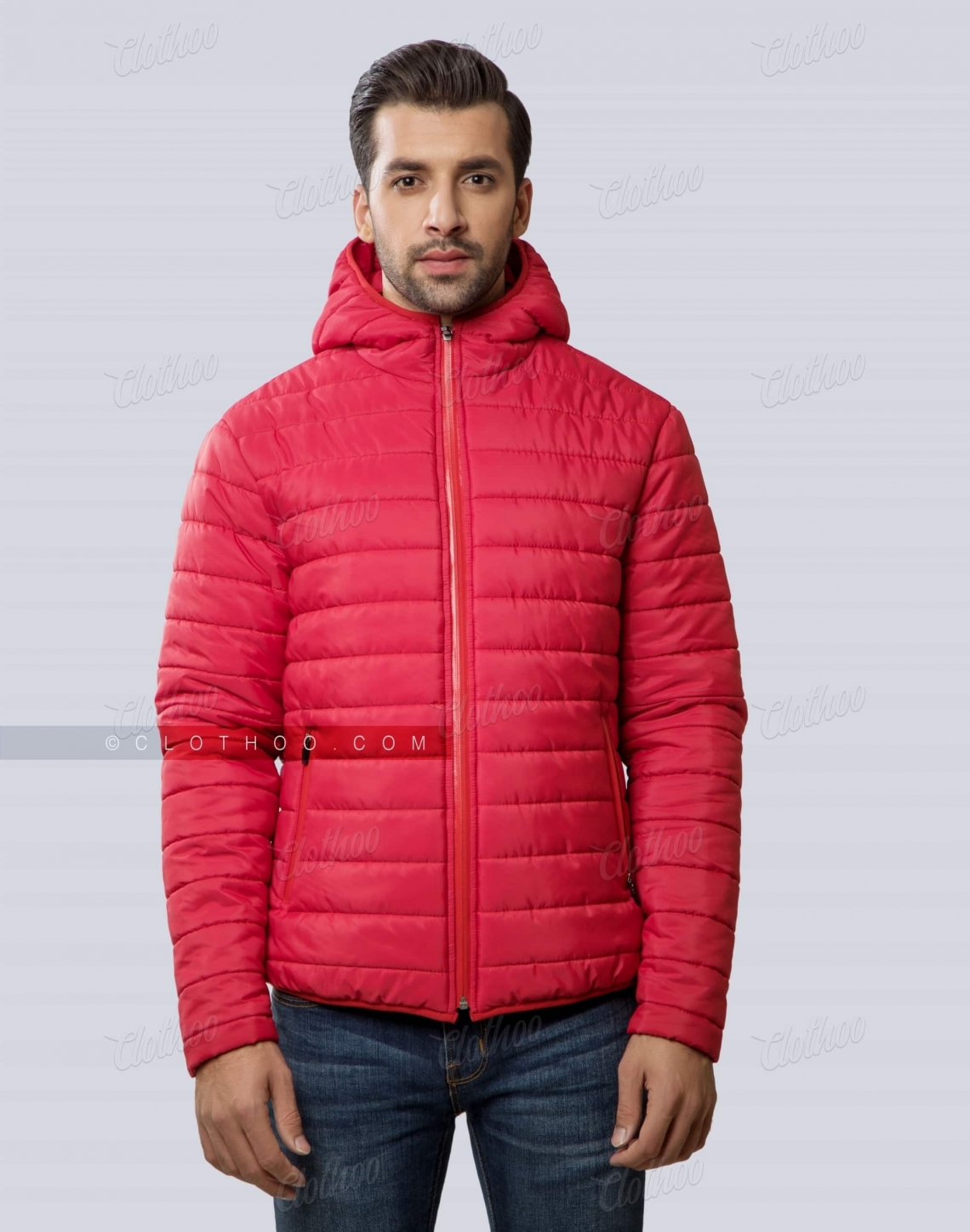 Red Puffer Jacket with Hood