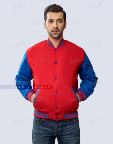 Red and Royal Blue Wool Varsity Jacket Red and Royal Blue Wool Varsity Jacket
