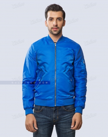 Nylon Bomber Jacket in Royal Blue Nylon Bomber Jacket in Royal Blue