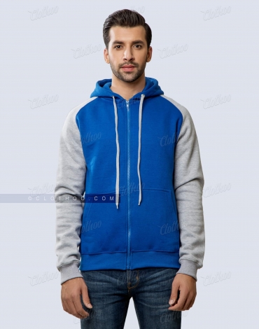 Royal Blue & Grey Zippered Fleece Hoodie Royal Blue & Grey Zippered Fleece Hoodie