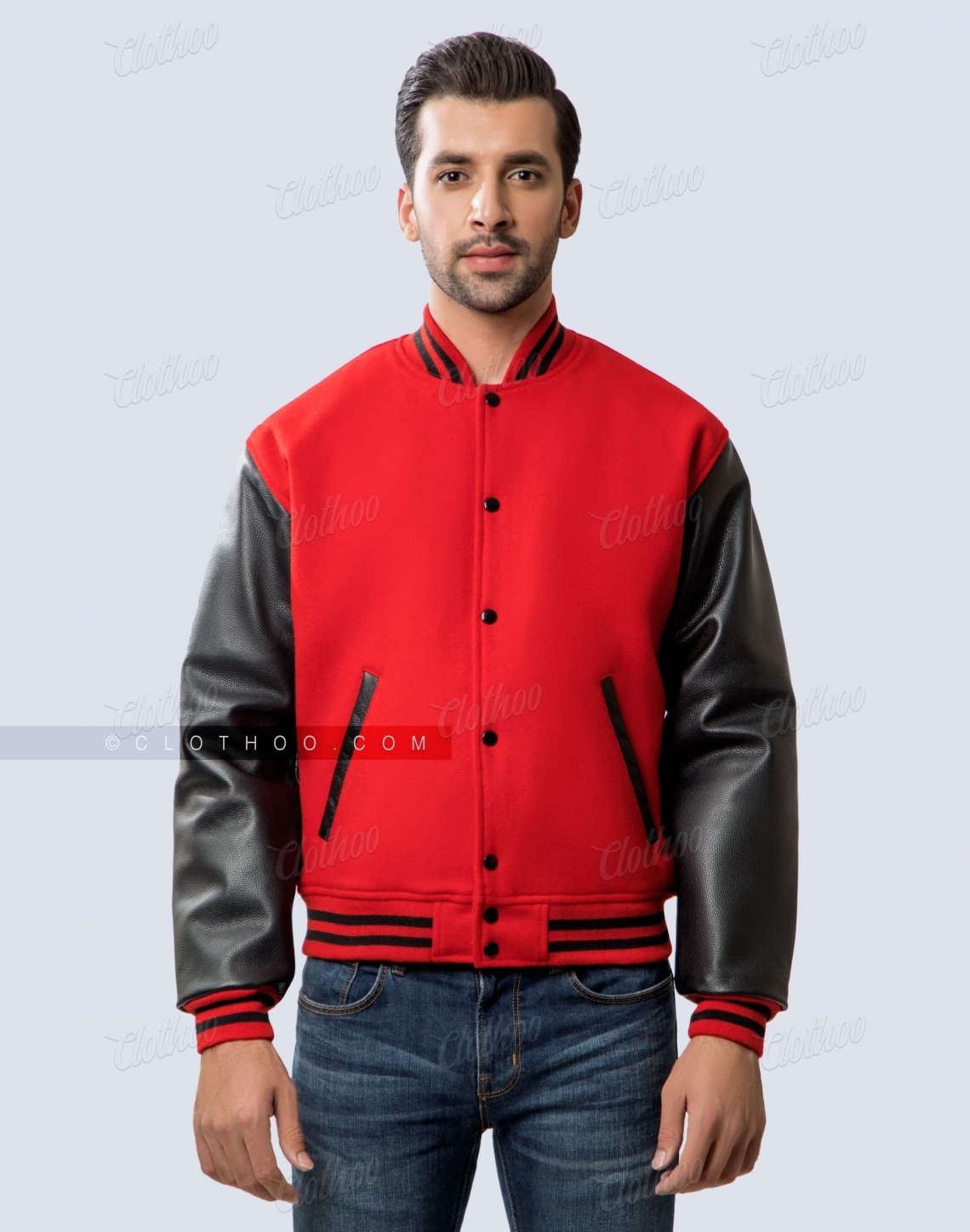 Red and Black Letterman Jacket for Mens | Clothoo