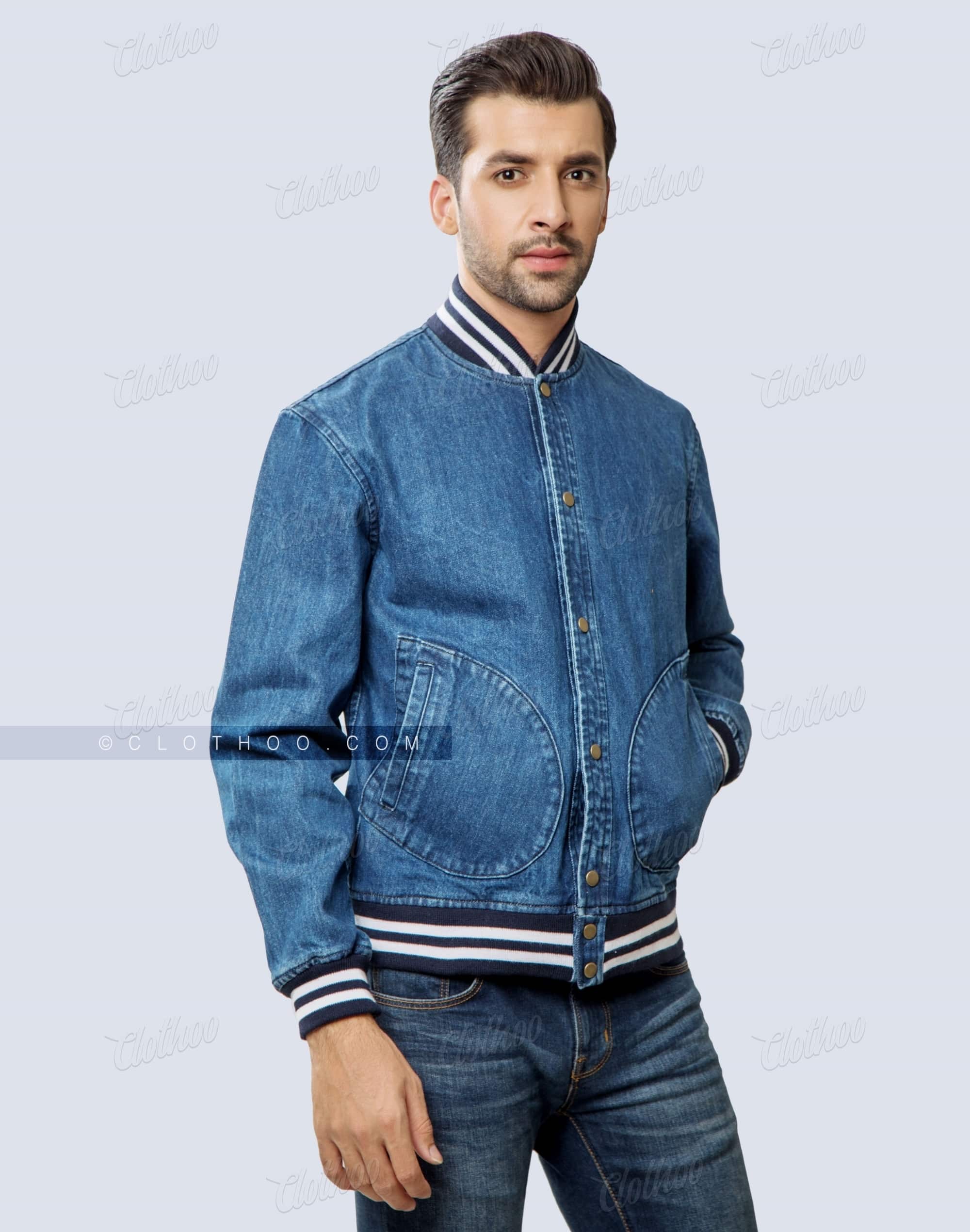 Denim Letterman jacket for Mens & Women