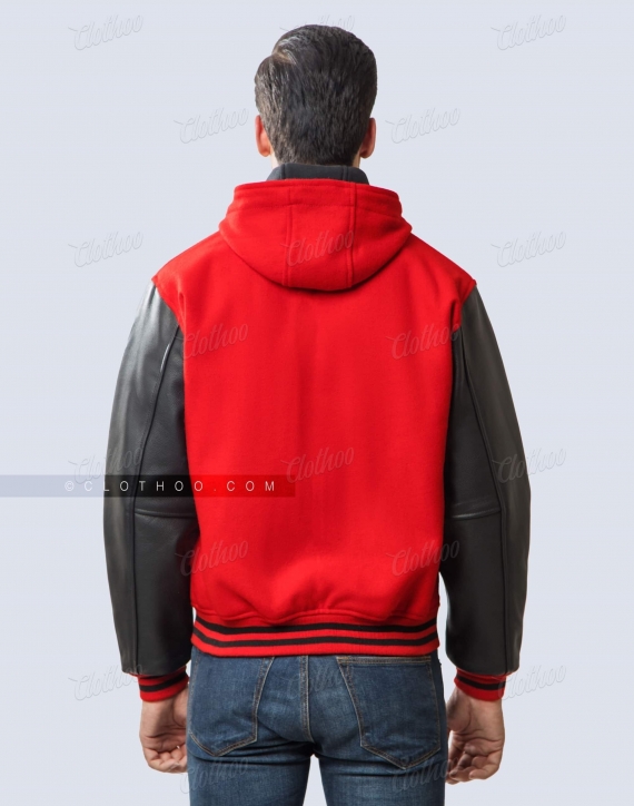 Louis Vuitton Black/Red Wool/Leather Varsity Jacket Size 4/38