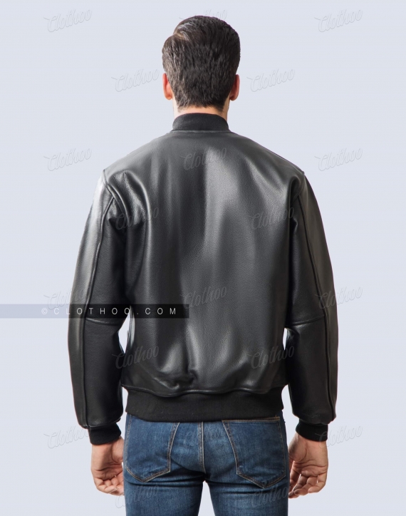 Black Mens Leather Varsity Jackets | Classical Mens Patches Leather Varsity Letterman Bomber Jacket | Palaleather , Black / Custom Size
