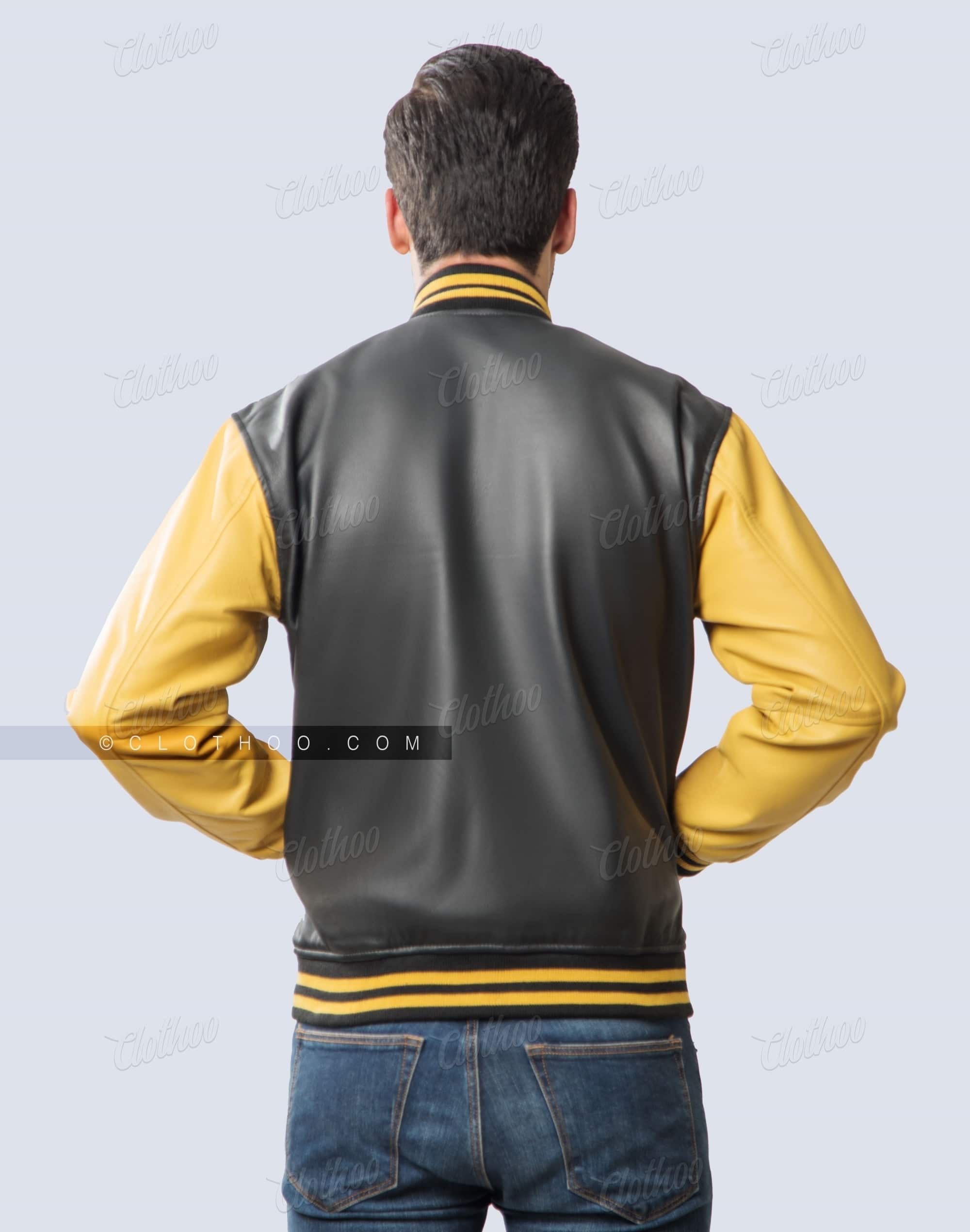 Personalized Varsity Jackets | Gold & Black Leather | Clothoo