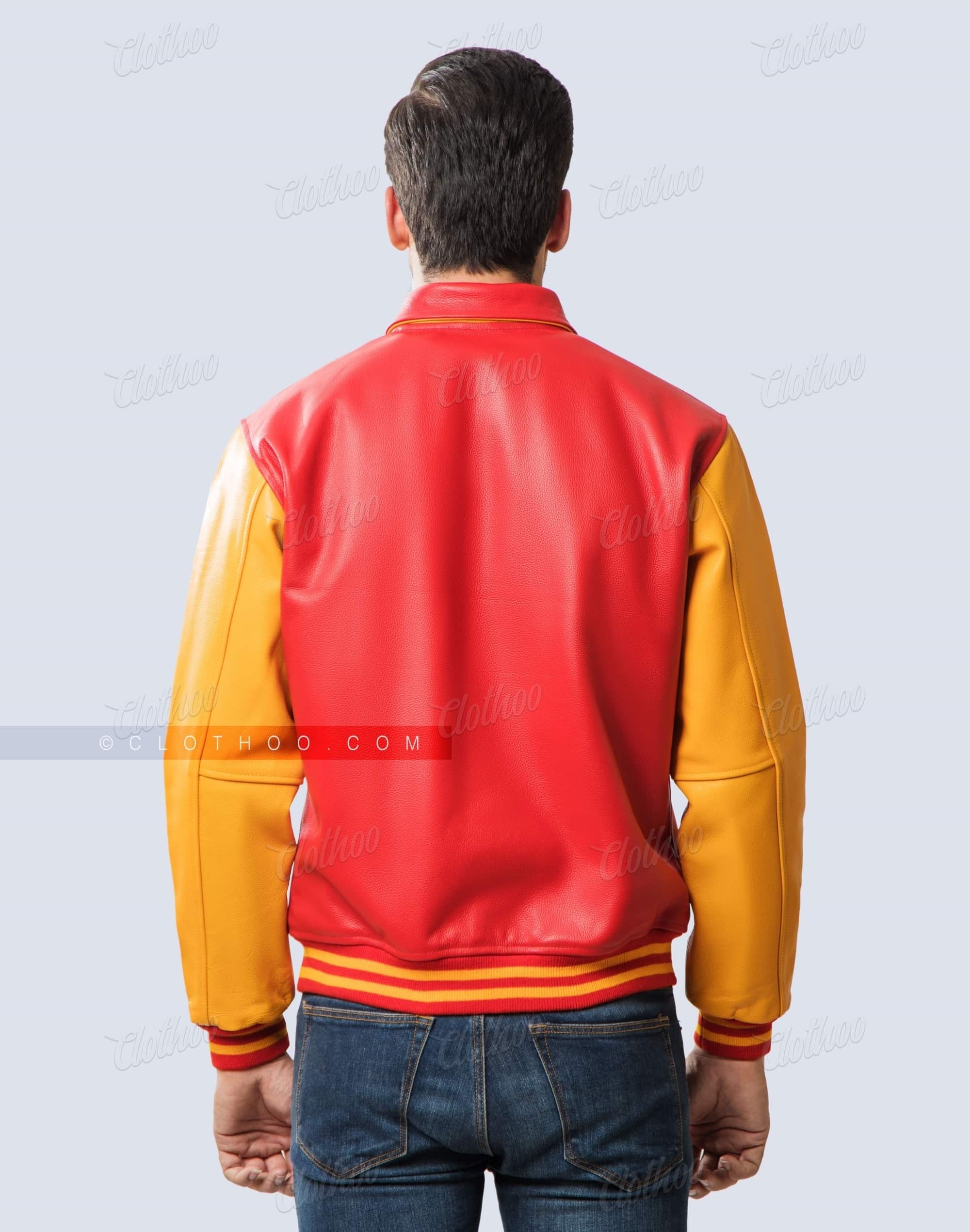 Byron / Shirt Collar Varsity Jacket Leather Clothoo