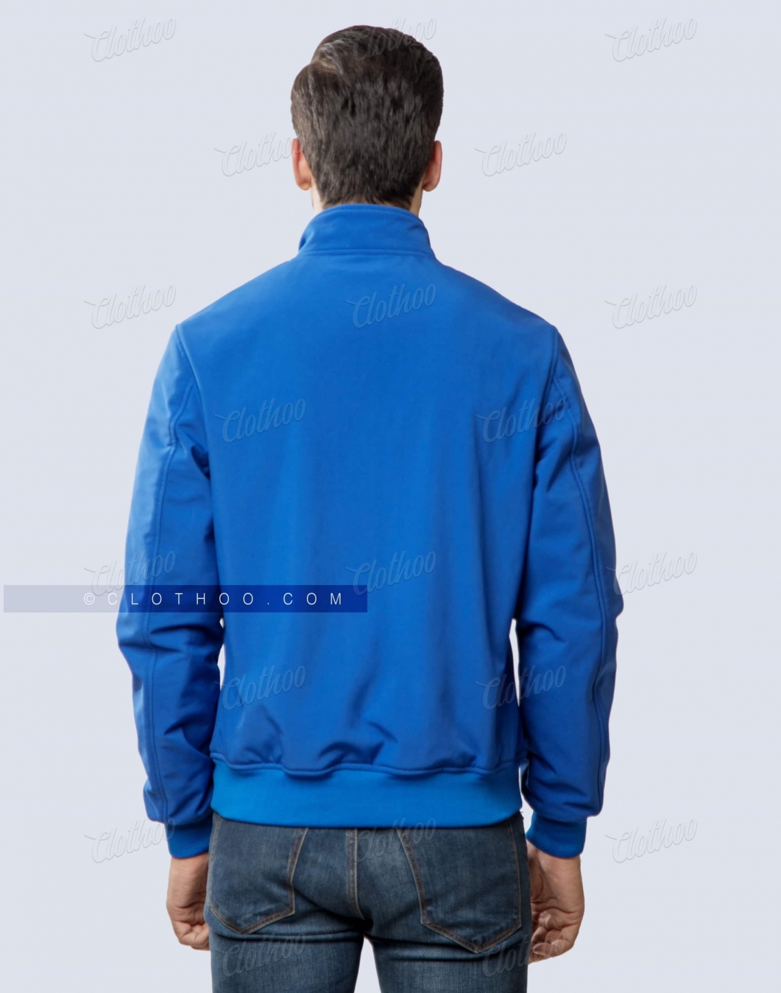 Royal Blue Soft-Shell Bomber Jacket Back