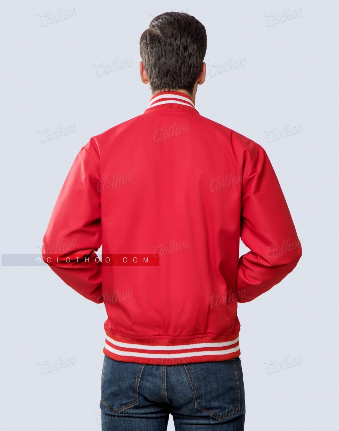 Red Cotton Twill Baseball Jacket for Men and Women Teams Back