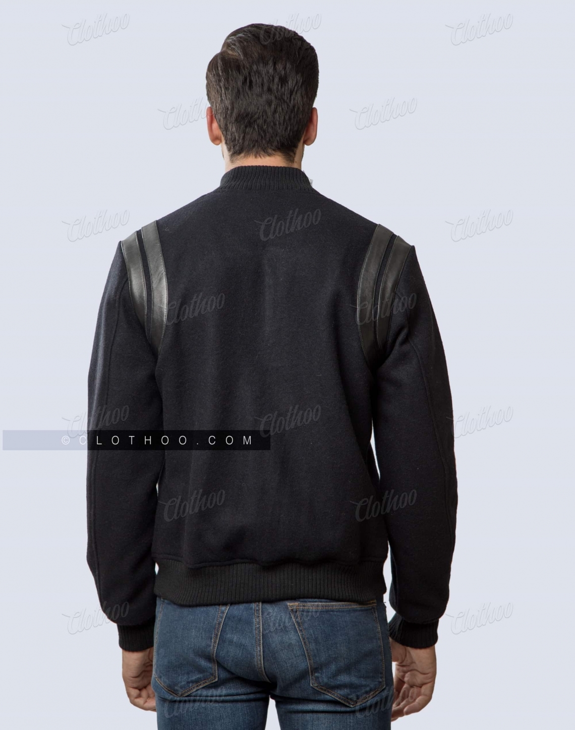 Prmeium quality all black varsity jacket with shoulder inserts