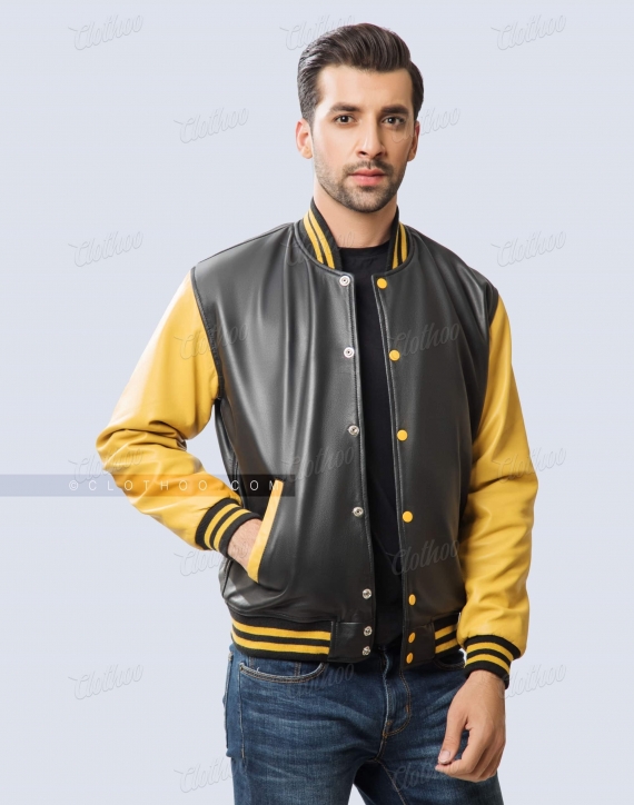Personalized Varsity Jackets / Gold & Black Leather