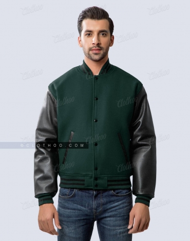  CELLEBII Jackets for Men - Men Letter Patched Varsity Jacket  (Color : Dark Green, Size : X-Large) : Clothing, Shoes & Jewelry