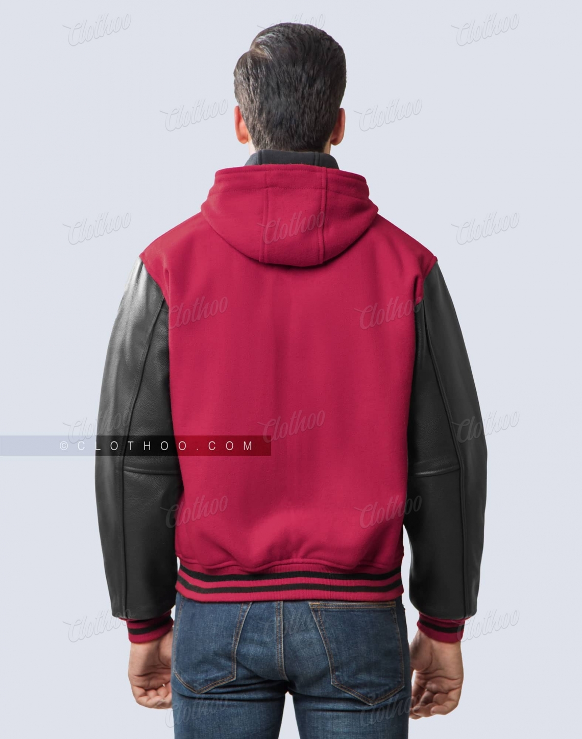 Hooded Varsity Jacket Hot Pink