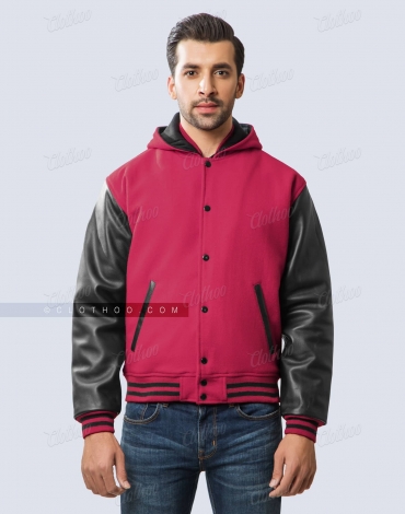 Hooded deals varsity jacket