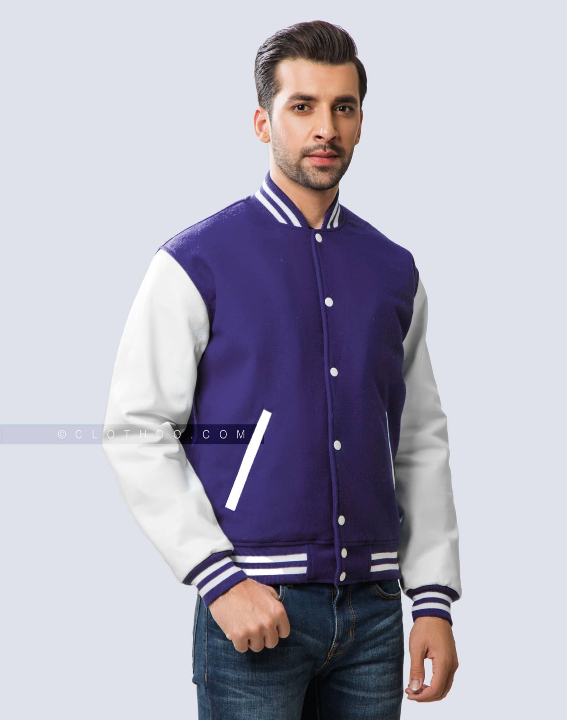 Purple School Leather Letterman Jacket