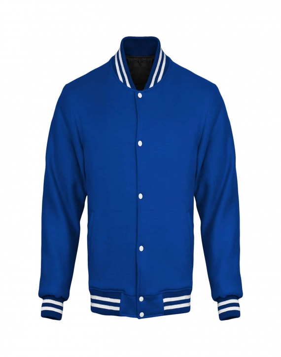 Blue Cotton Fleece Letterman Jacket