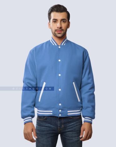 Sky Blue Wool Varsity Jacket Sky Blue Wool Varsity Jacket