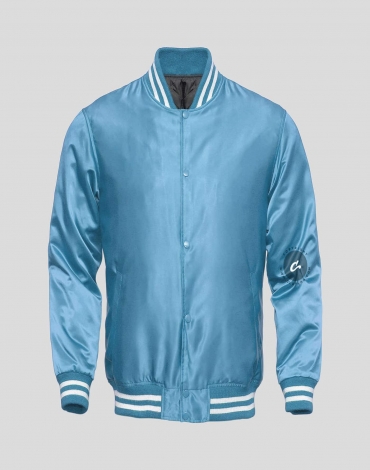 Sky Blue and White Varsity Letterman Jacket-Style Sweatshirt — BORIZ