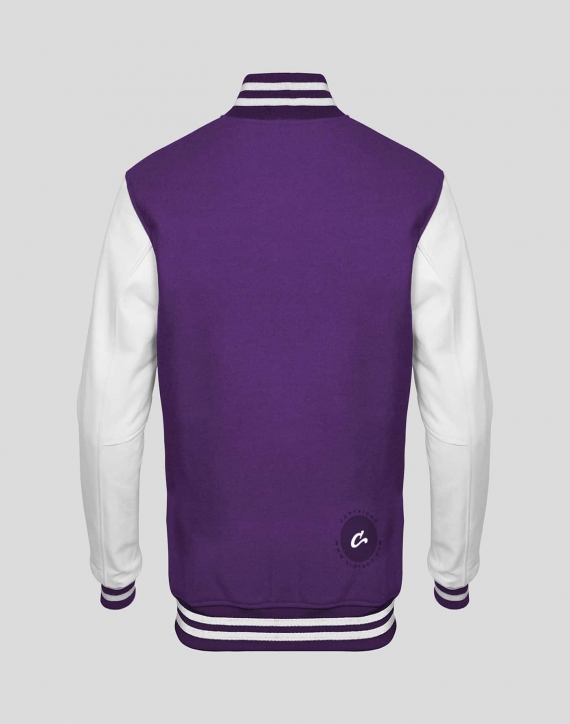 Lafza Varsity Hoodie Jacket Body Purple Wool & 100% White Color Letterman Baseball Leather Sleeves Jacket Men/Women/Kids-(Same Day dispatch).