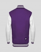 Purple Wool Body White Vinyl Sleeves Letterman Jacket