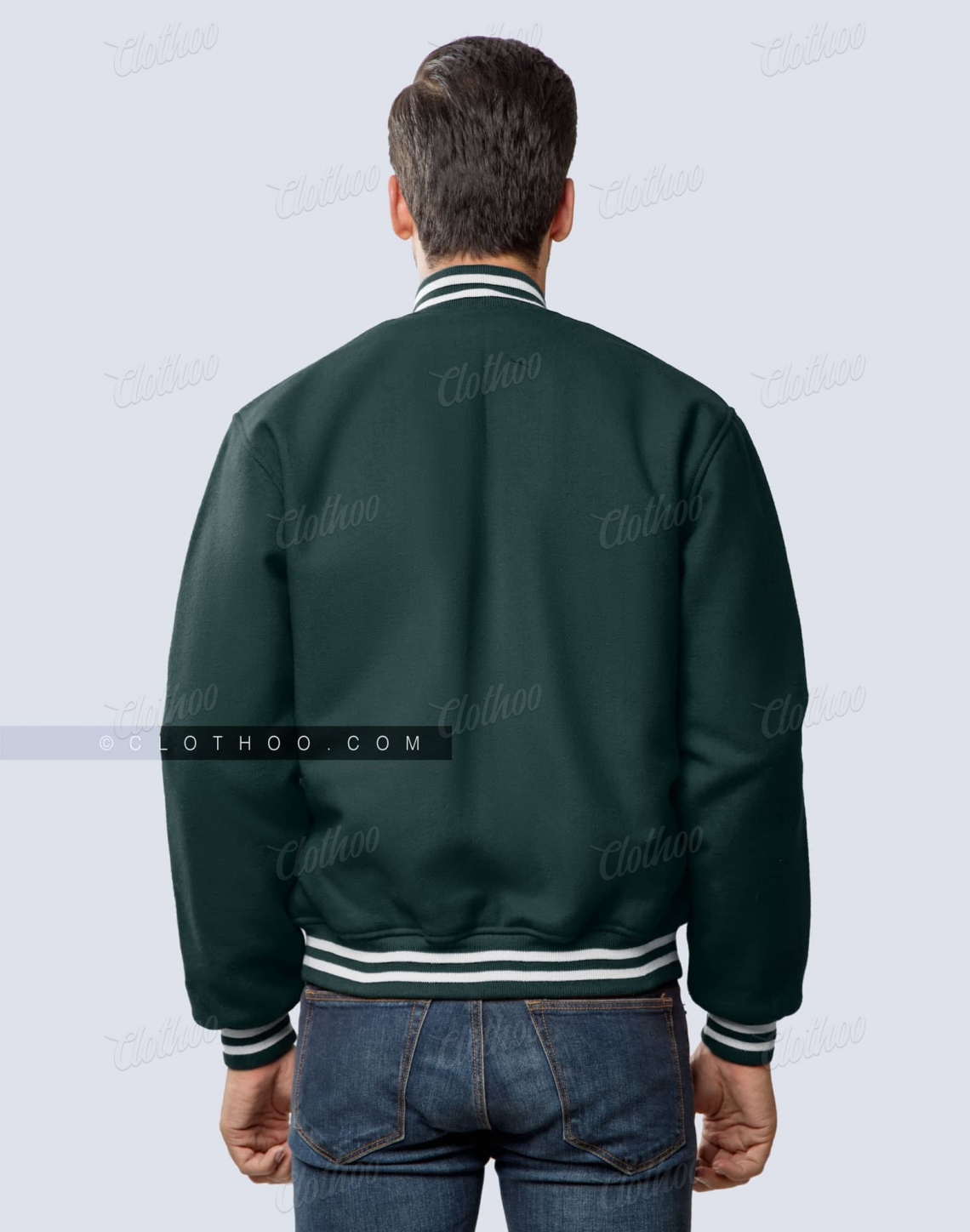 Forest Green Wool Letterman Jacket | Clothoo