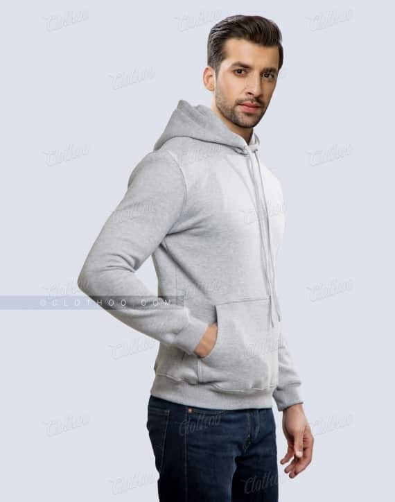 Light Grey Custom Fleece Pullover Hoodie