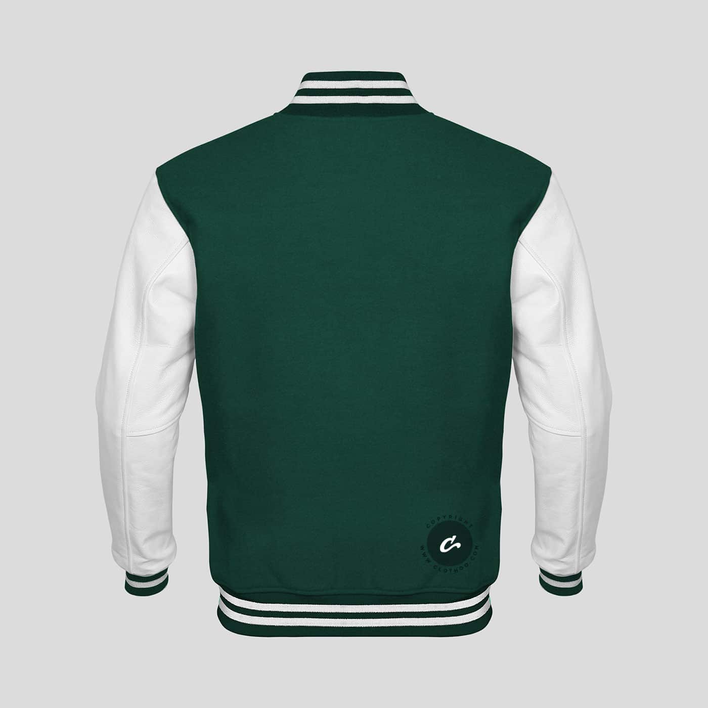 Forest Green / White Leather Letterman Jacket