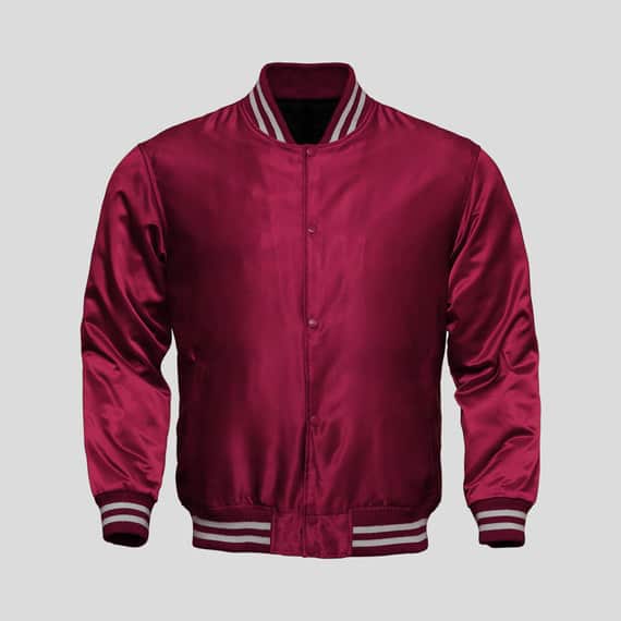 Maroon Satin Baseball Jacket