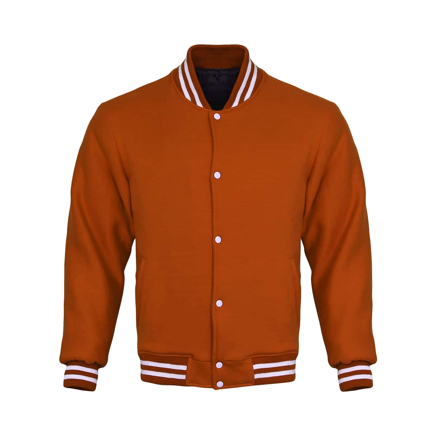 Orange Cotton Fleece Varsity Jacket