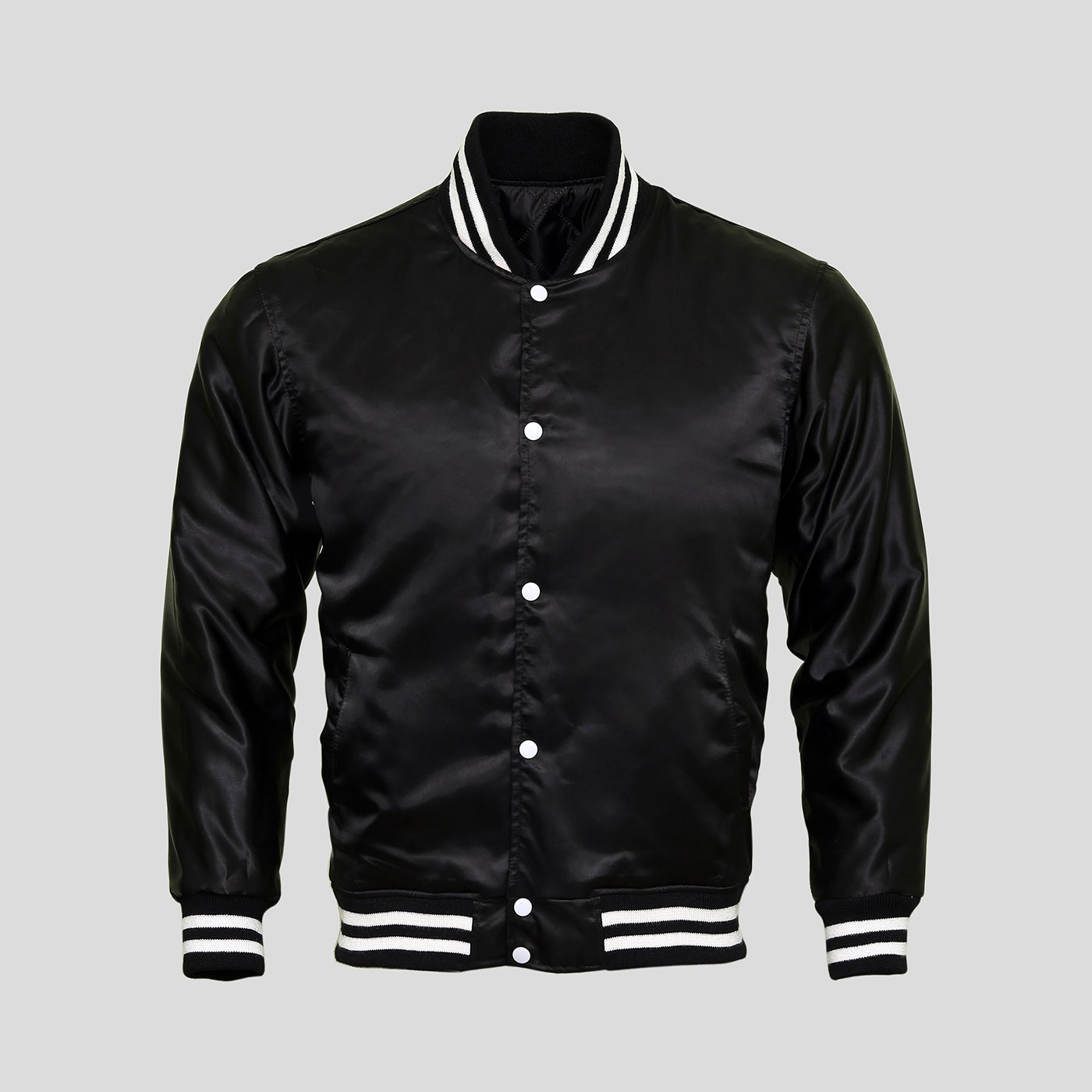 Black Satin Baseball Jacket | Clothoo