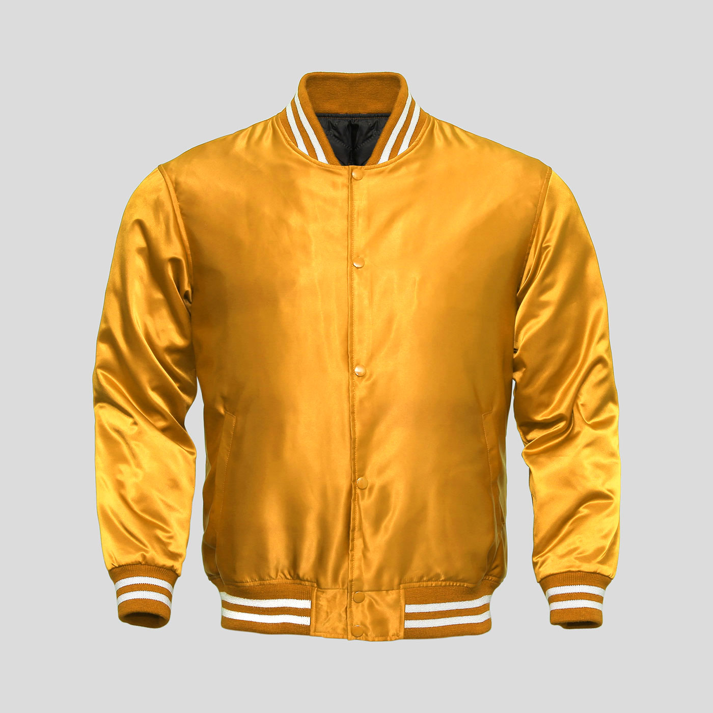 Gold Satin Baseball Jacket | Clothoo